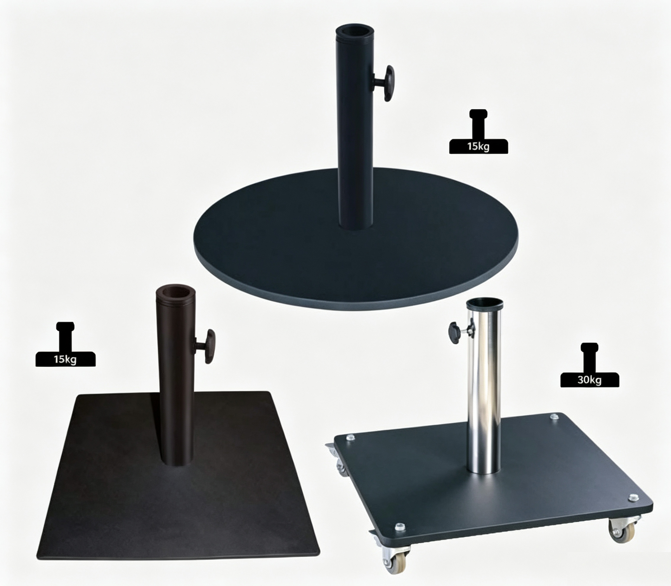 15/30 kg round or square steel umbrella base